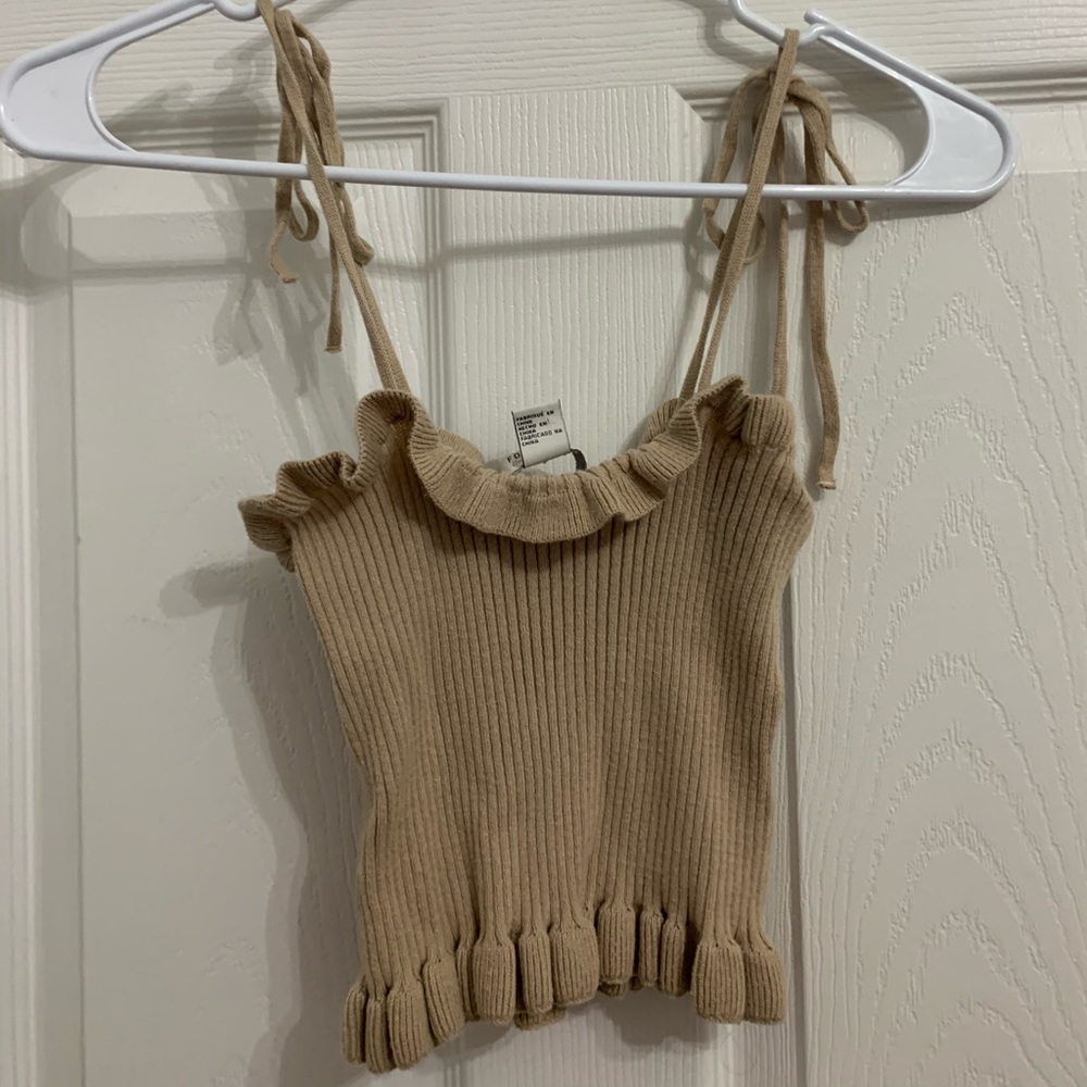 Tan crop top tube top